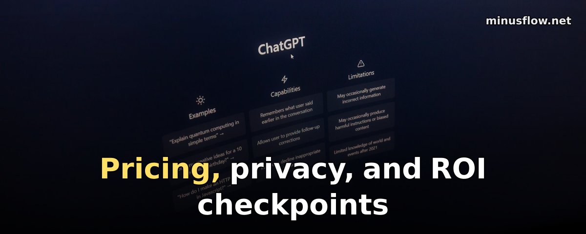 Pricing, privacy, and ROI checkpoints